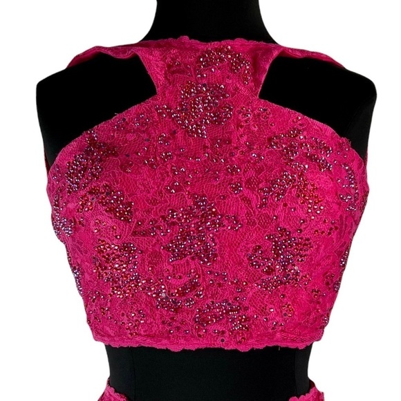 JOVANI 2 PIECE STRETCH LACE RHINESTONE CRYSTAL TRUMPET FORMAL PAGENT GOWN DRESS - Picture 5 of 16